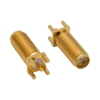 Konektor Koaksial RF SMA Female Jack Lurus untuk PCB Mount, Panjang Tambahan Tipe SMA-KWE 0-6GHz Berlapis Emas untuk Modul Antena