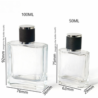 Flacons de parfum carrés en verre de luxe, logo personnalisé avec estampage à chaud, vaporisateur à pompe, 50 ml/100 ml, solution d'emballage tout-en-un