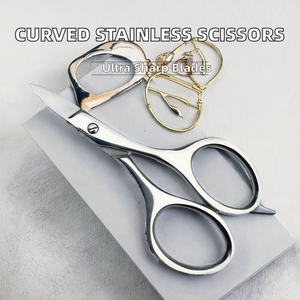 Tijeras de Manicura Profesionales de Acero Inoxidable con Hoja Curva Afilada para el Cuidado de Uñas, Cutículas y Cejas - Product Image 2
