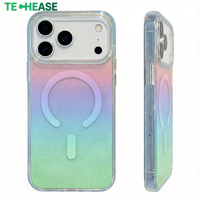 Coque magnétique en TPU pour iPhone 17, effet dégradé arc-en-ciel, transparente, antichoc, étui de protection pour téléphone portable, vente en gros, distributeur, OEM, ODM