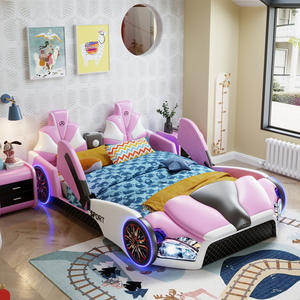 Cama infantil creativa con forma de coche, con almacenamiento, para dormitorio, individual, diseño deportivo, aspecto de cuero naranja - Product Image 4