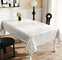 Nappe en PU rayée or blanc, imperméable, anti-taches, lavable, en vinyle, taille personnalisée pour la maison, l'hôtel, les mariages, les banquets, la décoration