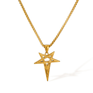 Collier en acier inoxydable pour hommes Viking Pentagram Devil Eye Pendant Hip Hop Trend Retro Hot Selling Necklace - Product Image 1