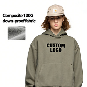 Sweat à capuche unisexe personnalisé avec logo, en polaire épaisse, coupe oversize, coupe-vent, en coton, design exclusif, boutons apparents, collection automne, ODM - Product Image 3