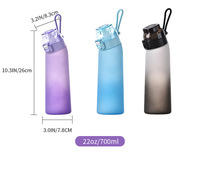 Bouteille d'eau Tritan dégradée givrée de 700 ml avec dosettes parfumées aux fruits, système de verrouillage à bascule à un clic, anti-fuite, bouteille de sport portable