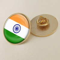 Drapeau national de pays personnalisé, badge de revers en forme de dôme époxy en métal plaqué or, épingle en émail indien personnalisée