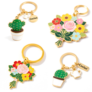 Nhà máy cung cấp biểu tượng tùy chỉnh Epoxy tráng thép không gỉ mạ vàng phim hoạt hình <span class=keywords><strong>Keyring</strong></span> - Product Image 1