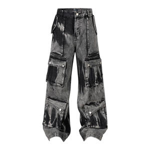 Pantalones Vaqueros Cargo Estilo Vintage Americano, Pantalones <span class=keywords><strong>Anchos</strong></span> de Mezclilla Holgados <span class=keywords><strong>para</strong></span> <span class=keywords><strong>Hombre</strong></span> y Mujer - Product Image 6
