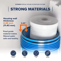 Sistem Filter air seluruh rumah 3 Tahap 20x4.5 inci dengan Filter Prefilter & KDF Filter karbon sedimen