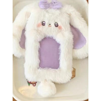 Porte-clés protecteur de carte animal mignon lapin en peluche autobus scolaire Photo affichage pendentif coton Polyester sac imprimé brodé
