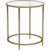 Table basse moderne nordique en verre doré pas chère pour salon, modèle Honghe Hhbz210012 à assembler