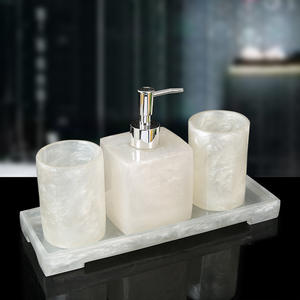 Ensemble d'accessoires de salle de bain en céramique ronde de luxe pour hôtel, 5 pièces - Product Image 4