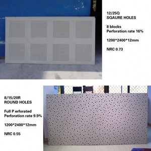 Tablero de yeso absorbente de sonido Absorción de suspensión Sistema de rejilla acústica y metálica perforada Techo acústico de placa de yeso - Product Image 6