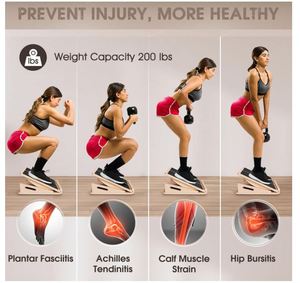 Planche d'équilibre et planche inclinée 2-en-1 en <span class=keywords><strong>bois</strong></span>, avec 4 inclinaisons réglables, pour étirement des mollets, des genoux, des chevilles, des talons, des pieds et des jambes - Product Image 5