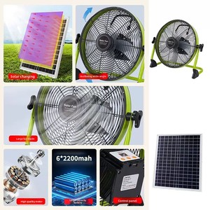 Solar Camping Floor <b>Fan</b> <b>With</b> Brushless Motor <b>Remote</b> <b>Control</b> Multi-Level Adjustment 12-16" Blade Diameter Solar Power Runs on Sol - Product Image 2