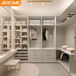 Organisateur de stockage de vêtements de chambre à coucher moderne personnalisé en usine garde-robe amovible en bois blanc Walkin système de <span class=keywords><strong>placard</strong></span> <span class=keywords><strong>avec</strong></span> étagères - Product Image 2