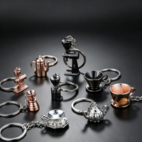 Porte-clés en alliage de zinc 3D, mini outil à café, machine à café, pot, tasse, léger, souvenir tendance, cadeau pour les amateurs de café