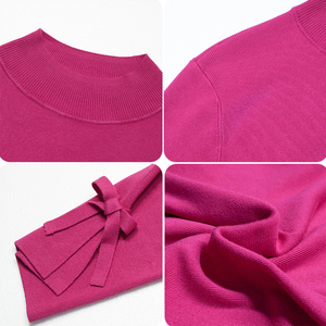 เดรสแม็กซี่สำหรับผู้หญิง, เดรสสเวตเตอร์ถักยาวถึงเข่าสีล้วนแขนยาวลำลองทรงหลวมสำหรับฤดูหนาว - Product Image 3