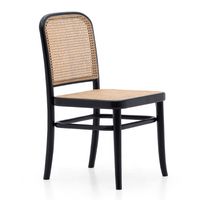Chaise de salle à manger moderne en rotin, chaise d'appoint en bois tressé, cadre noir, pour événements et restaurants, option coussin