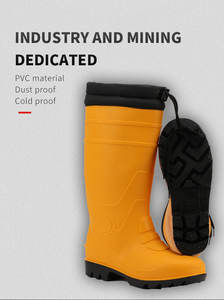 Anti-smashing Custom Unisex Tamp Resistant Yellow PVC GumBoots With Reflective Strip Factory for <strong>Men</strong> - Product Image 3