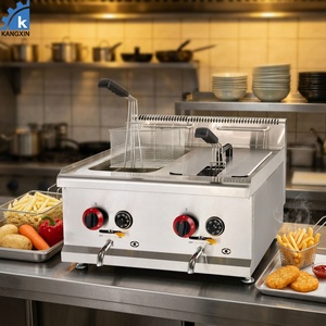 Fritadeira Elétrica de Aço Inoxidável com Tanque Duplo para Batatas Fritas e Frango, com Termostato, a Gás, para Fritura Profunda - Mais Vendida - Product Image 1