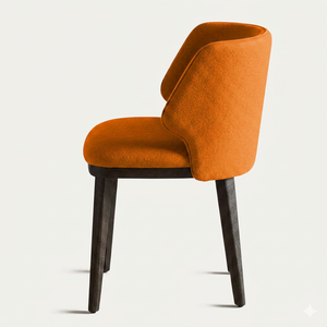 Silla de Comedor Moderna Tapizada en Naranja con Patas de Madera, Silla de Diseño con Tela de Terciopelo Cómoda para Comedor, Restaurante y Hogar - Product Image 3