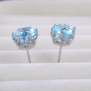 Orecchini a Perno con Cristalli Blu per Donne, Eleganti Accessori per Ufficio e Uso Quotidiano - Product Image 6