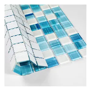 Colourful Hand Painting Pool Glass Mosaic Tile Backsplash Kitchen Tiles For Kitchen Bathroom Swimming Pool