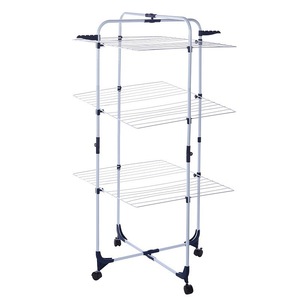 JANKO 3-Tier filo d'acciaio rastrelliere pieghevole vestiti di asciugatura <span class=keywords><strong>carrello</strong></span> con ruote - Product Image 1