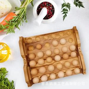 Estante de Almacenamiento de Huevos de Madera de 2 Niveles Apilable, Organizador de Cocina de Color Natural, Seguro para Alimentos - Product Image 2