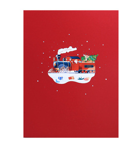 Impression colorée faite à la main 3D Pop-up carte de Train à vapeur cartes de voeux de Noël cadeaux d'anniversaire spéciaux produit en papier en vrac - Product Image 6