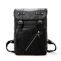 Sac à dos cylindrique rétro en cuir PU souple pour homme, grande capacité, sac de voyage, sac à dos d'affaires pour ordinateur portable et école