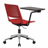 Siège ergonomique en plastique pour salle de formation avec roulettes et tablette intégrée, idéal pour réunions, séminaires, bureaux et conférences