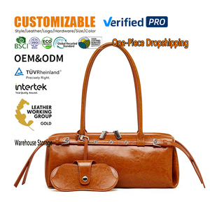 Bolsos de Hombro de Cuero Genuino Color Vino Tinto para Mujer, de Moda y Lujo, para Compras y Ocio, Se Ofrecen Muestras Gratis, Se Admite OEM y ODM, Venta al Por Mayor - Product Image 1