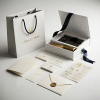 Boîte cadeau de luxe personnalisée en velours blanc avec porte-carte d'invitation, ruban en satin et pompon pour cadeaux d'entreprise VIP