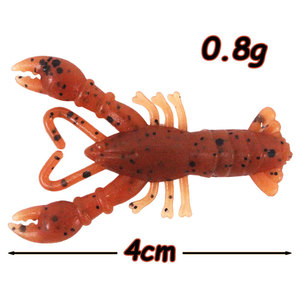 Vente en gros de leurres de pêche en PVC souple, matériel de 4cm, 0.8g, écrevisse marron, écrevisse flottante, crevette - Product Image 2