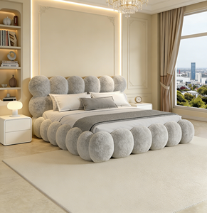 <span class=keywords><strong>เตียง</strong></span>นอนดีไซน์สไตล์ฝรั่งเศส ผ้าขนเท็ดดี้เนื้อนุ่มแบบบับเบิ้ล เฟรม<span class=keywords><strong>เตียง</strong></span>คู่ สำหรับห้องนอนในอพาร์ตเมนต์ - Product Image 1