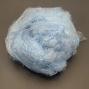 Fibra cortada de poliéster azul claro teñida, grado virgen para hilado o no tejida