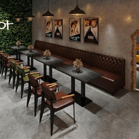 Meubles de restaurant de style rétro, canapé avec table et chaises pour la restauration commerciale, canapé, table et chaises pour café