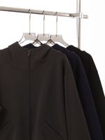 500G Mamba coton sweat à capuche zippé Double tête fermeture éclair demi col haut veste surdimensionné pull uni pour l'automne hiver