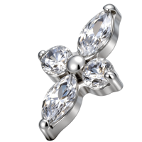 Boucles d'oreilles clous en titane G23 ASTM F136 avec zircone cubique sertie à griffes, motif fleur et marquise, pour piercing tragus, hélix, cartilage, bijoux pour femme