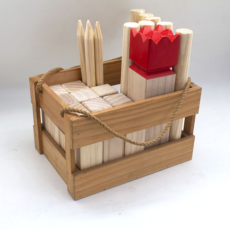 Relaxdays Kubb – Juego De Ajedrez Vikingo De Madera Con Números Para Adultos Y Niños, Incluye Bolsa De Transporte (Rojo)