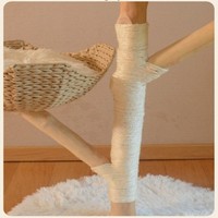 Arbre à chat Double Nest Cloud Premium en bois massif naturel avec lits en peluche et poteaux à gratter en sisal pour chats d'intérieur