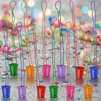 Kreative Perlenketten-Becher Schnapsgläser an Halskette Individuelles Logo Spielrequisiten Bestseller Plastik Halloween Geburtstag Party Zubehör