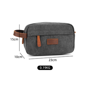 BEARKY Unisex Travel Cosmetic for Toiletry <strong>Bag</strong> Men's Fashionable Canvas Dopp Kit <strong>Accessory</strong> <strong>Bag</strong> with Zipper for Trousse Homme - Product Image 6