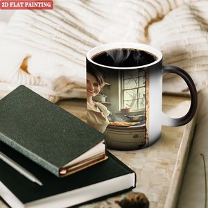 Frosted Matte <b>Ceramic</b> Mug 11oz Heat Color Changing Drinking <b>Cup</b> With 2D Flat Painting Design - Product Image 3