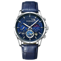 Montre à quartz pour homme, étanche, lumineuse, cadran étoilé de luxe, bracelet en cuir, chronographe