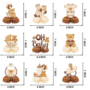 DAMAI En gros Centre de table en papier nid d'abeille pour baby shower et révélation du sexe, thème ours en peluche - Product Image 2