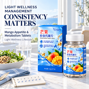 Comprimés de soutien à la gestion de l'appétit à la mangue, marque privée, extrait végétal naturel 0,8g, 60 unités, favorisent le bien-être métabolique et augmentent la satiété - Product Image 1