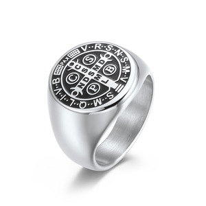 Hot-selling exorcist <b>titanium</b> steel cross <b>rings</b> in Europe and America, niche and personalized cultural symbol <b>rings</b>, manufacture - Product Image 1
